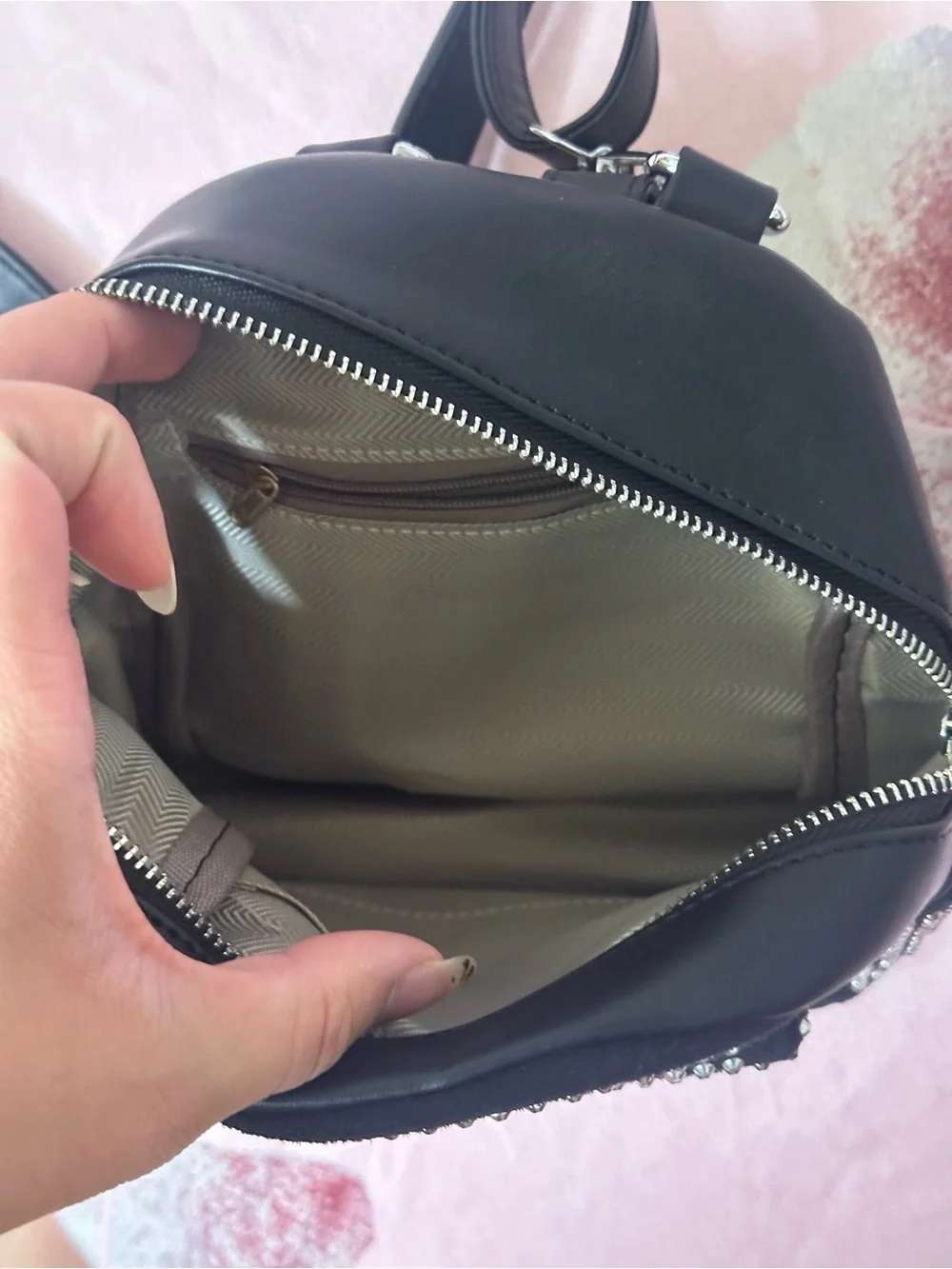 Black Studded Mini Backpack Convertible Crossbody Bag